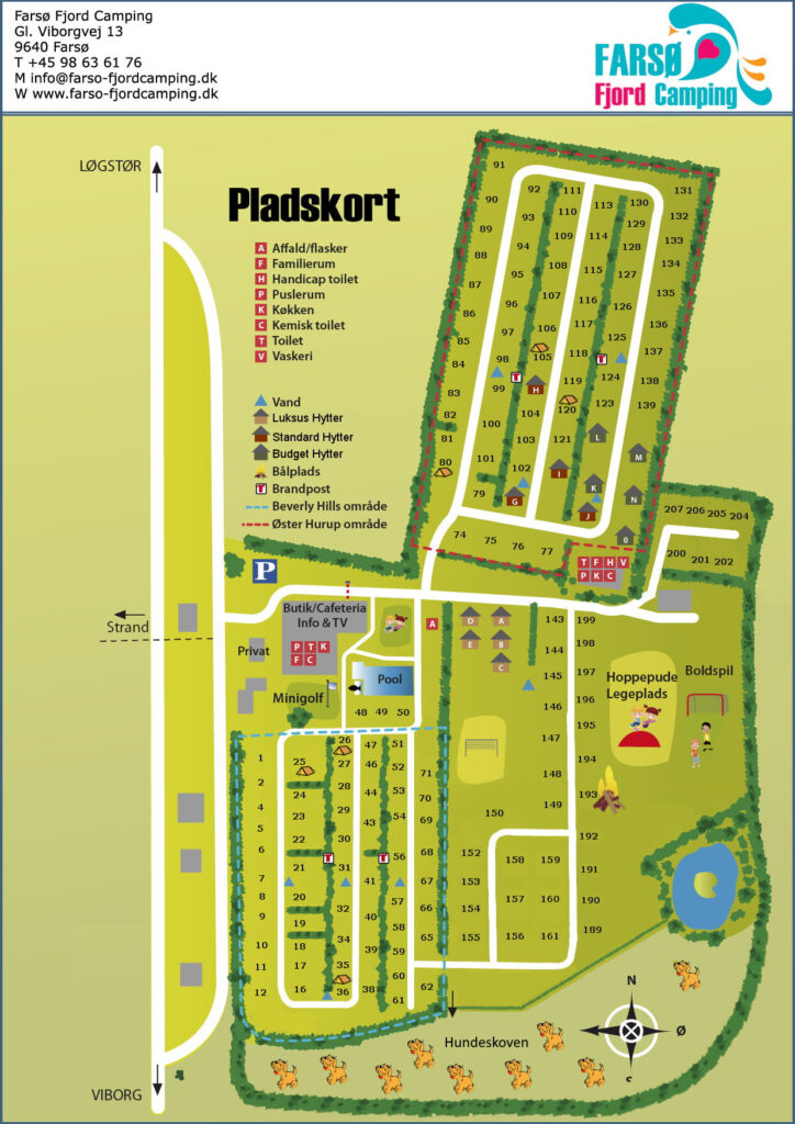 Kort over Farsø Fjord Camping med faciliteter